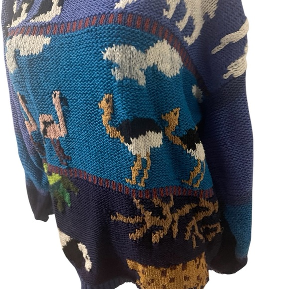 Vintage 20 Ans handmade knit sweater Blue Size Large RARE - Picture 12 of 16